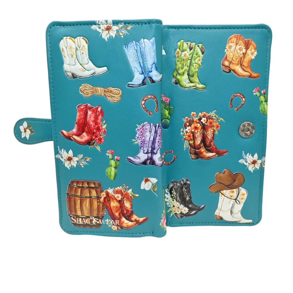 Western Boot Print Women's Wallet - Teal